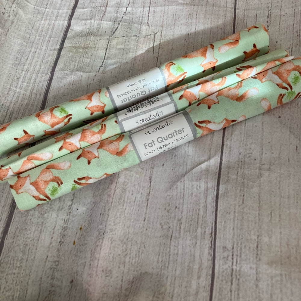 Foxes 3 fat Quarters of fabric-NEW